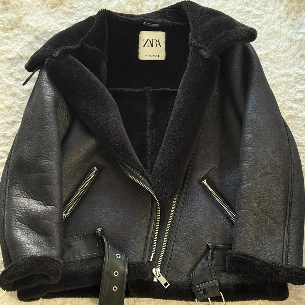 Zara Black Shearling Jacket